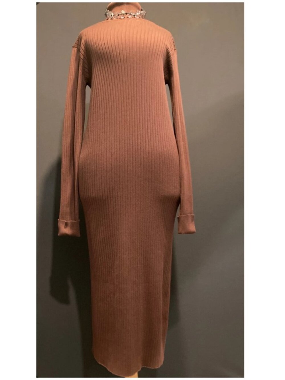 New Look Brown Turtle Neck Maxi Sweater Dress Size 12